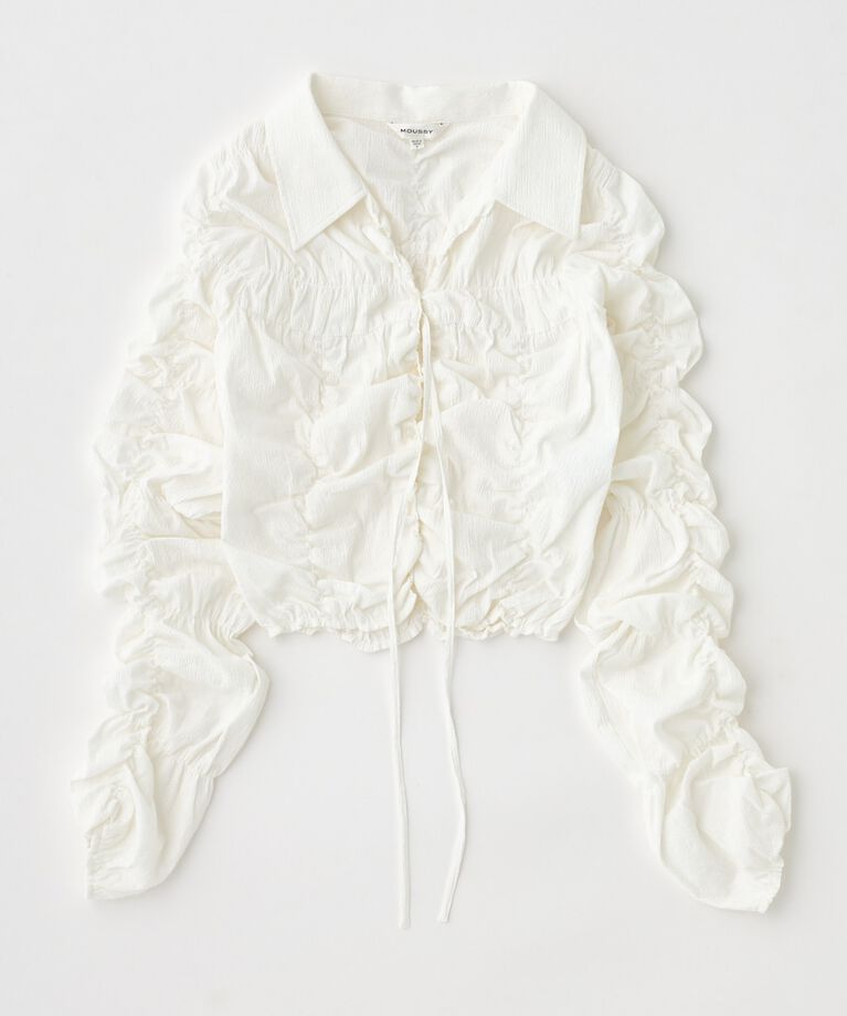 MOUSSY「FRONT TIE SHIRRING シャツ」|シャツ・ブラウス|
