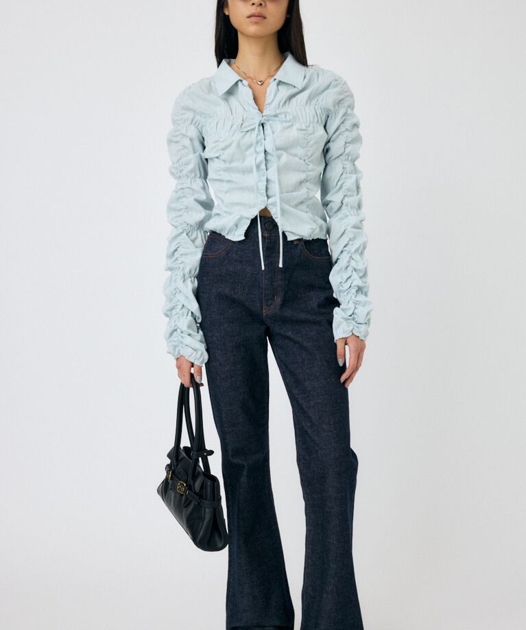 MOUSSY「FRONT TIE SHIRRING シャツ」|シャツ・ブラウス|
