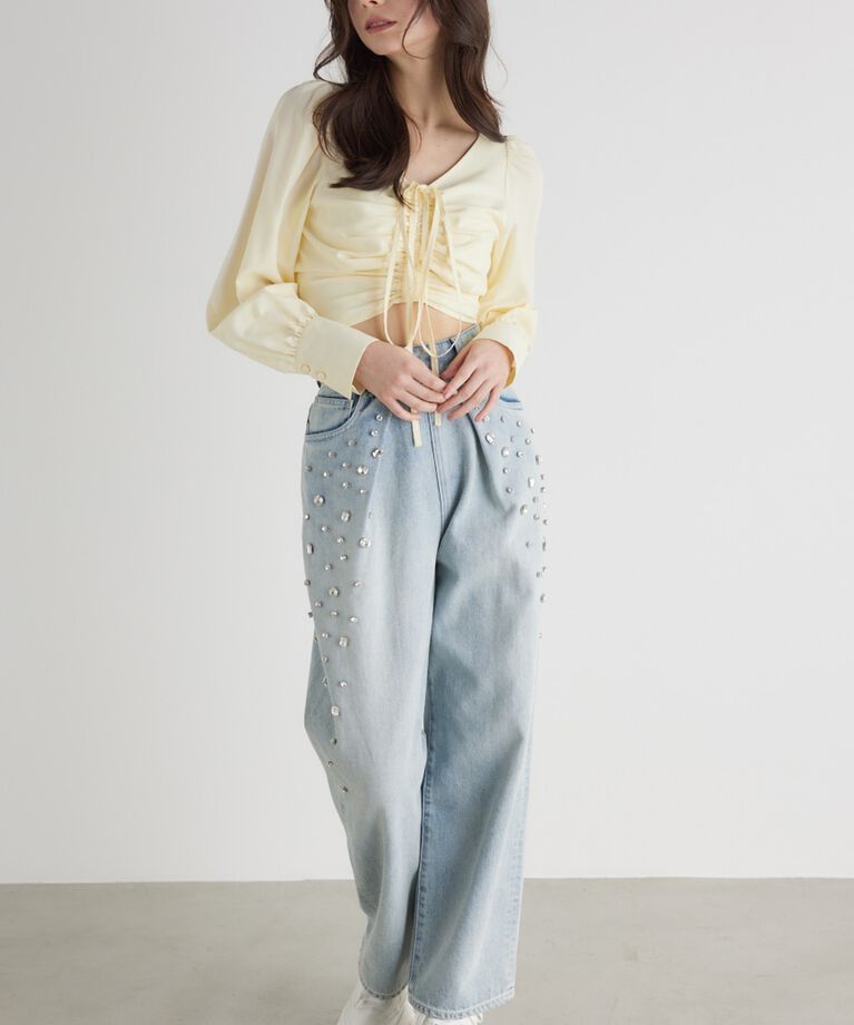 rienda「グラデーションビジュー DENIM J/W PT」|デニム|