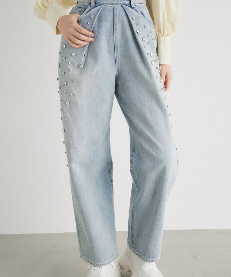 rienda「グラデーションビジュー DENIM J/W PT」|デニム|