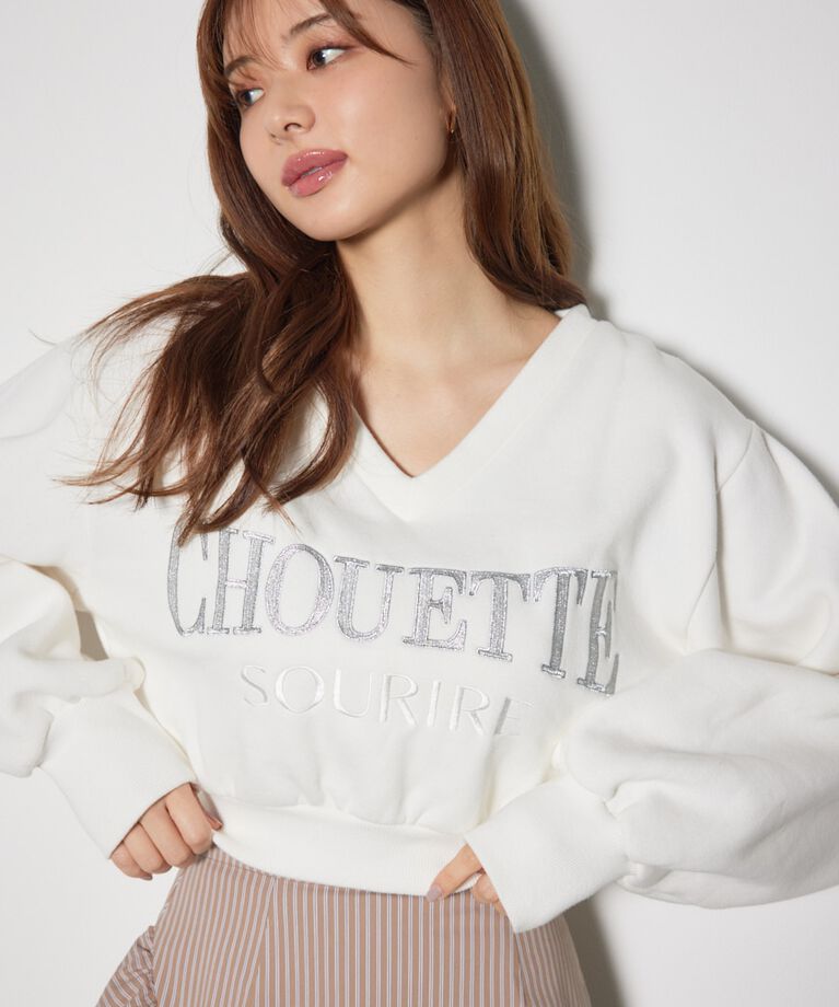 rienda「Vネックショートスウェットトップス」|Tシャツ・カットソー|
