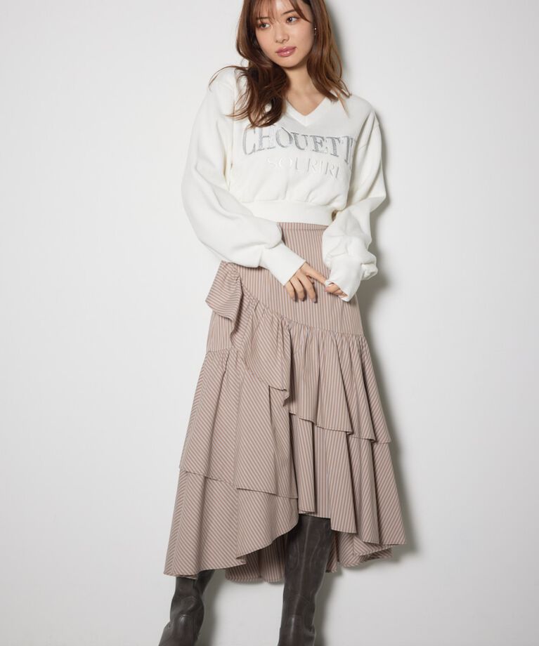 rienda「Vネックショートスウェットトップス」|Tシャツ・カットソー|