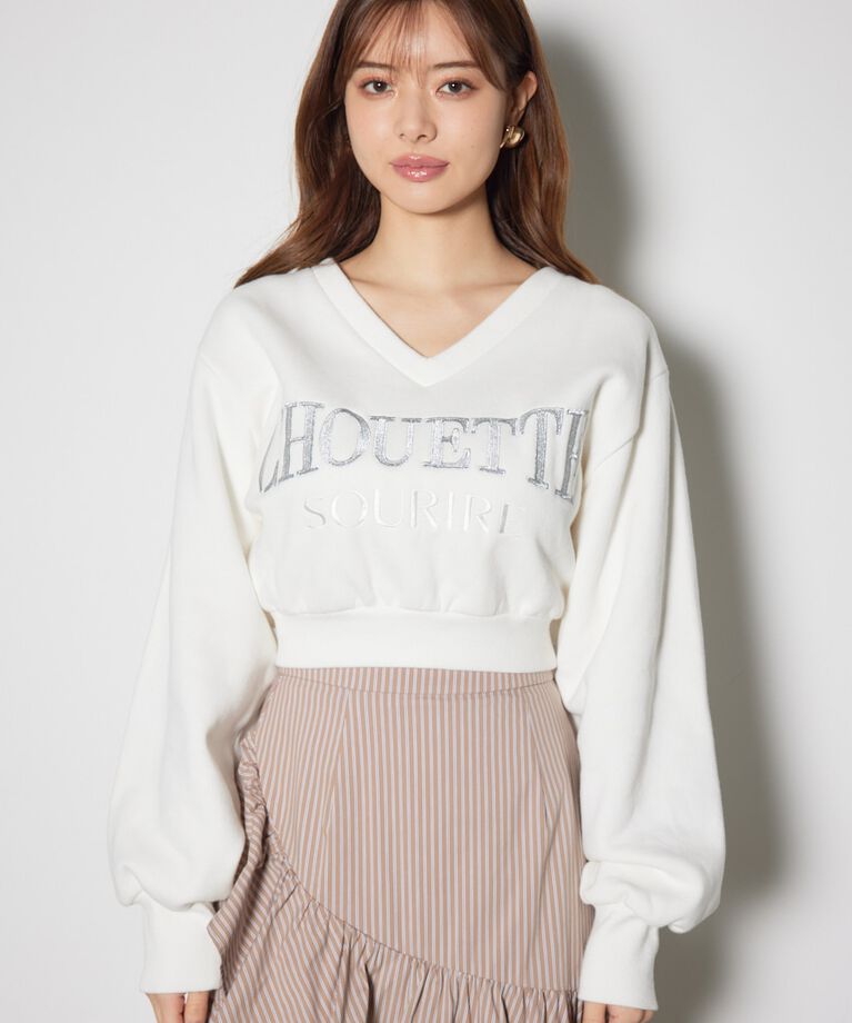 rienda「Vネックショートスウェットトップス」|Tシャツ・カットソー|