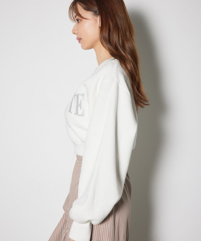 rienda「Vネックショートスウェットトップス」|Tシャツ・カットソー|