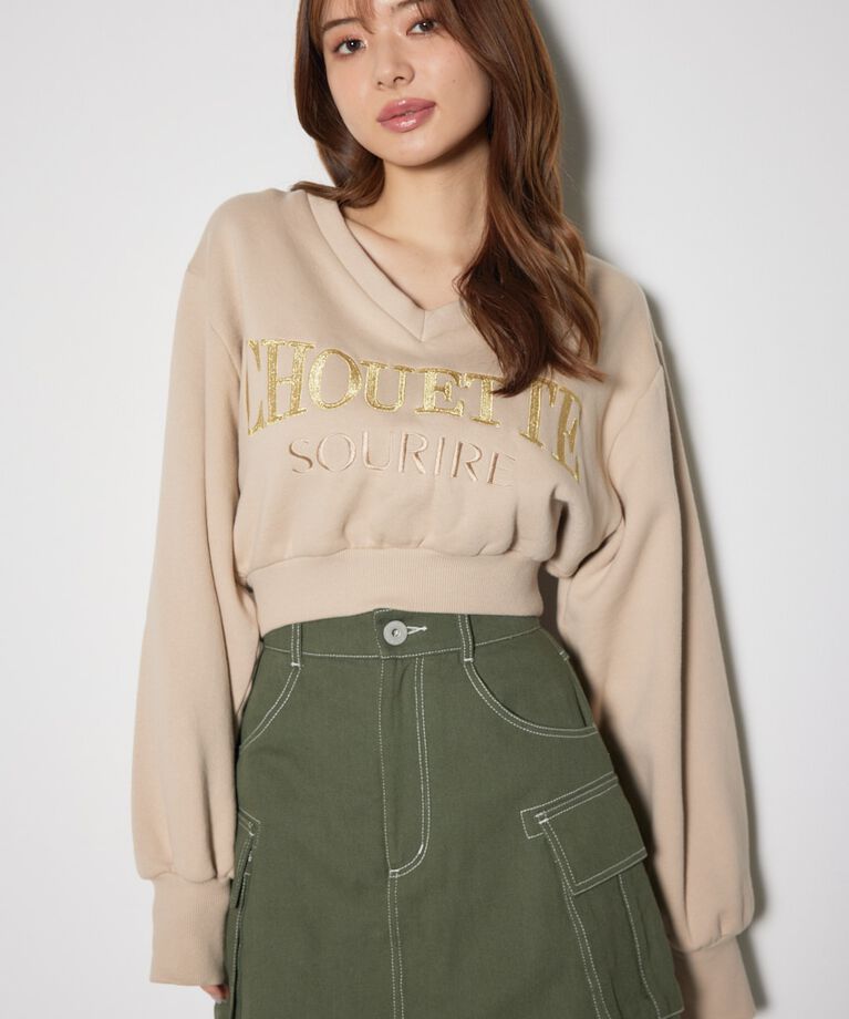 rienda「Vネックショートスウェットトップス」|Tシャツ・カットソー|