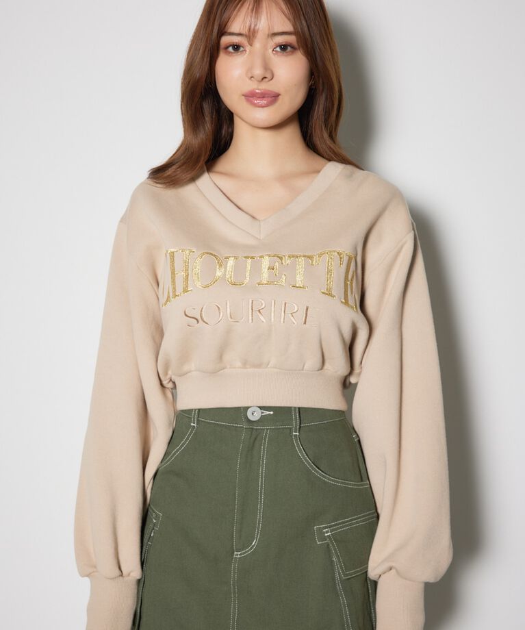 rienda「Vネックショートスウェットトップス」|Tシャツ・カットソー|