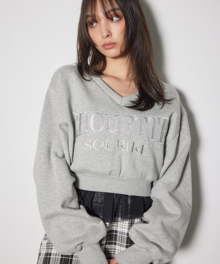 rienda「Vネックショートスウェットトップス」|Tシャツ・カットソー|