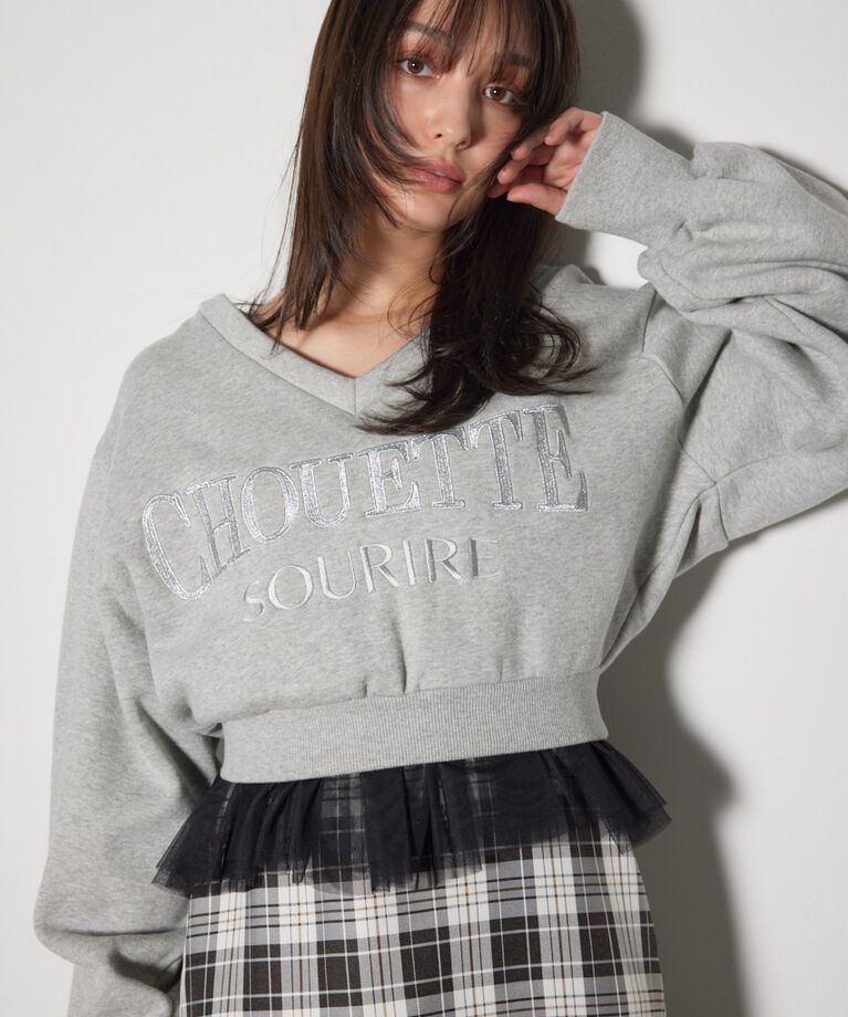 rienda「Vネックショートスウェットトップス」|Tシャツ・カットソー|