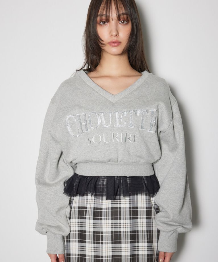 rienda「Vネックショートスウェットトップス」|Tシャツ・カットソー|