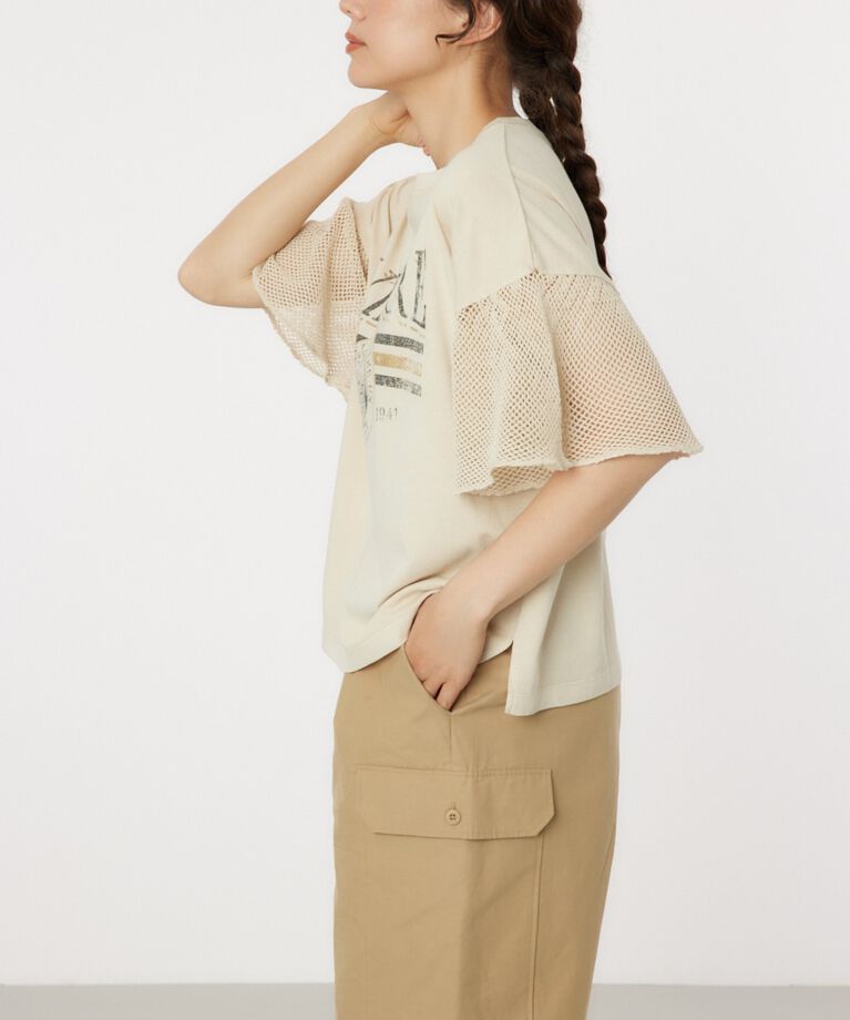 RODEO CROWNS「フリルメッシュスリーブトップス」|Tシャツ・カットソー|