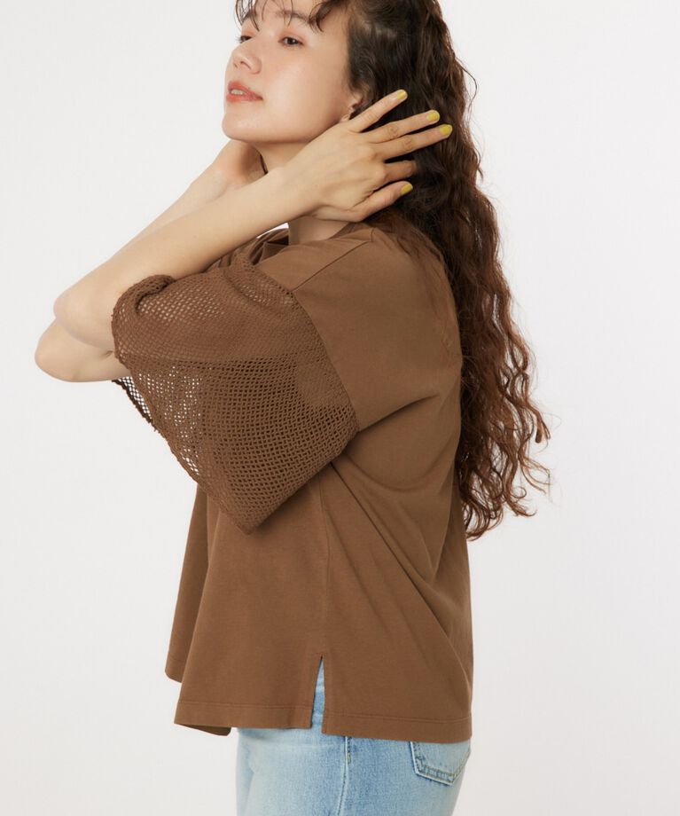 RODEO CROWNS「フリルメッシュスリーブトップス」|Tシャツ・カットソー|
