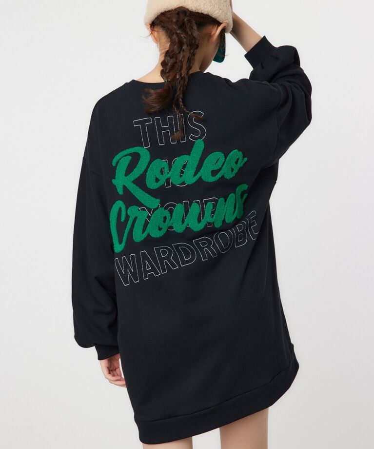 RODEO CROWNS「BACK 刺繍ロゴ スウェット ワンピース」|ワンピース|BLK