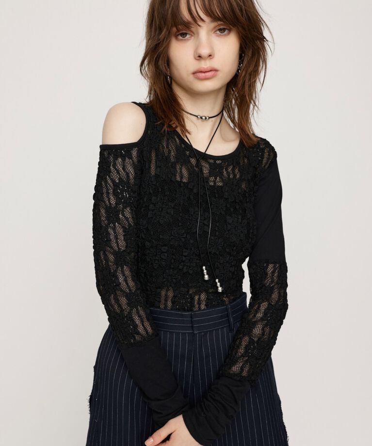 SLY「HOLE LACE トップス」|Tシャツ・カットソー|BLK