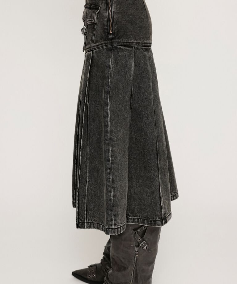 SLY「L／W OVER DYE PLEATS ミドルスカート」|スカート|