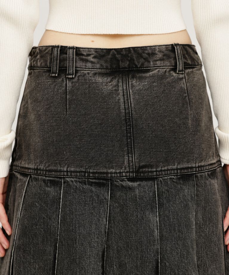 SLY「L／W OVER DYE PLEATS ミドルスカート」|スカート|