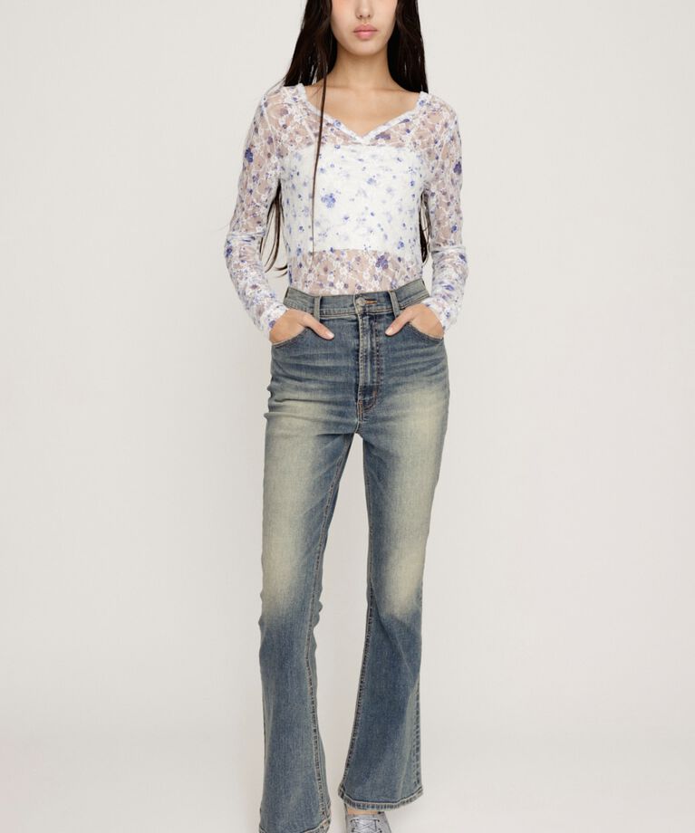 SLY「HW FLARE PT WITH ROICA（R）EF」|デニム|