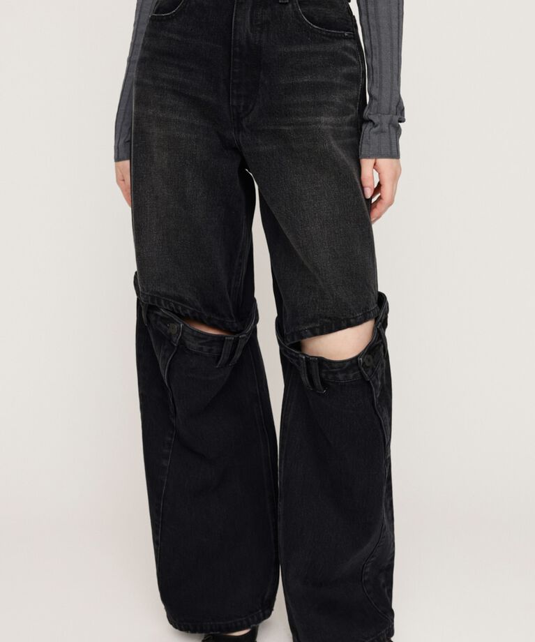 SLY「J／W KNEE DENIM PT-E」|デニム|BLK