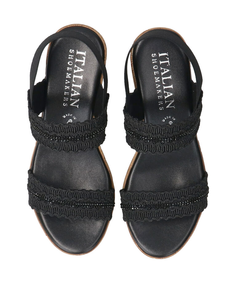 IMPORT SELECT「【ITALIAN SHOEMAKERS】ラインストーンリボン厚底サンダル」|サンダル|