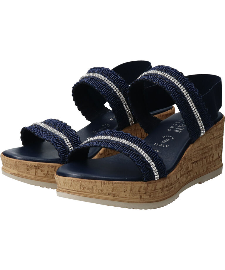 IMPORT SELECT「【ITALIAN SHOEMAKERS】ラインストーンリボン厚底サンダル」|サンダル|NV