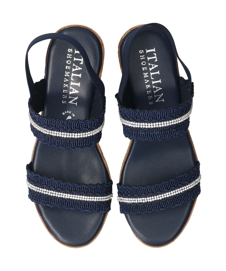 IMPORT SELECT「【ITALIAN SHOEMAKERS】ラインストーンリボン厚底サンダル」|サンダル|