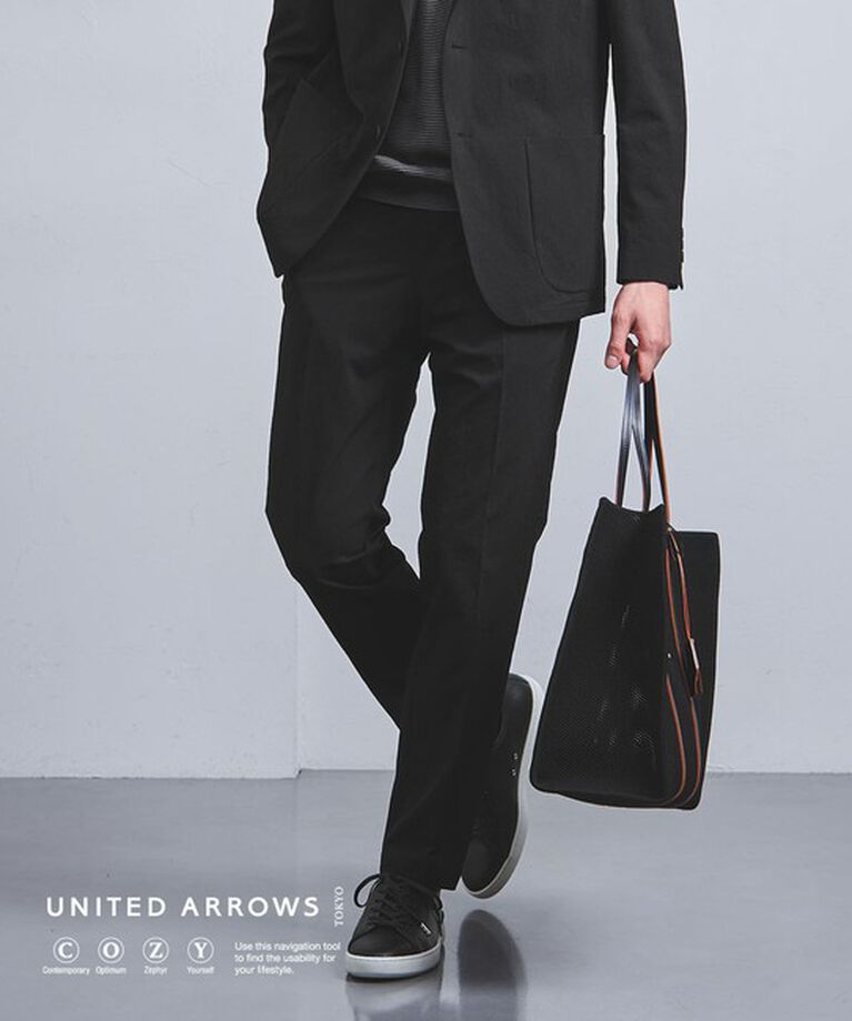 UNITED ARROWS「ドビー ノープリーツ スラックス UA COZY ―ストレッチ・撥水・ウォッシャブル・防しわ―」|スーツ|BLACK