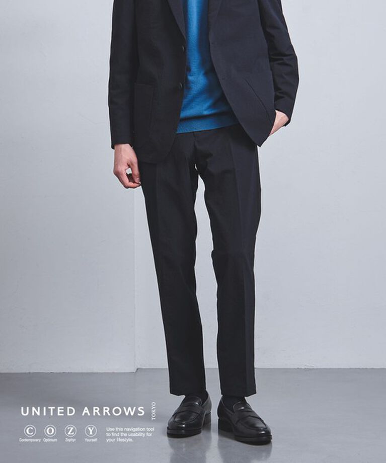 UNITED ARROWS「ドビー ノープリーツ スラックス UA COZY ―ストレッチ・撥水・ウォッシャブル・防しわ―」|スーツ|NAVY