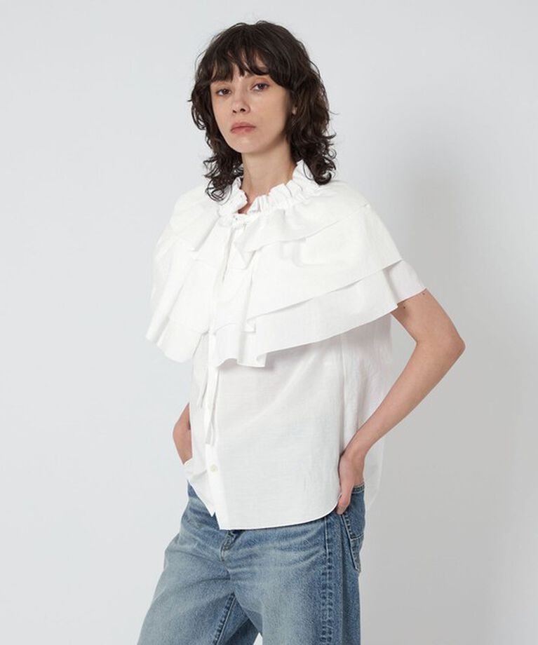 ASTRAET「＜ASTRAET＞フリルカラー ノースリーブブラウス」|シャツ・ブラウス|