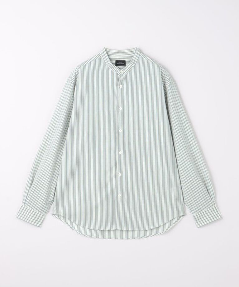 UNITED ARROWS green label relaxing「ウォッシャブルトロ ストライプ ジャストルーズ バンドカラー シャツ -ストレッチ・防シワ-」|シャツ・ブラウス|