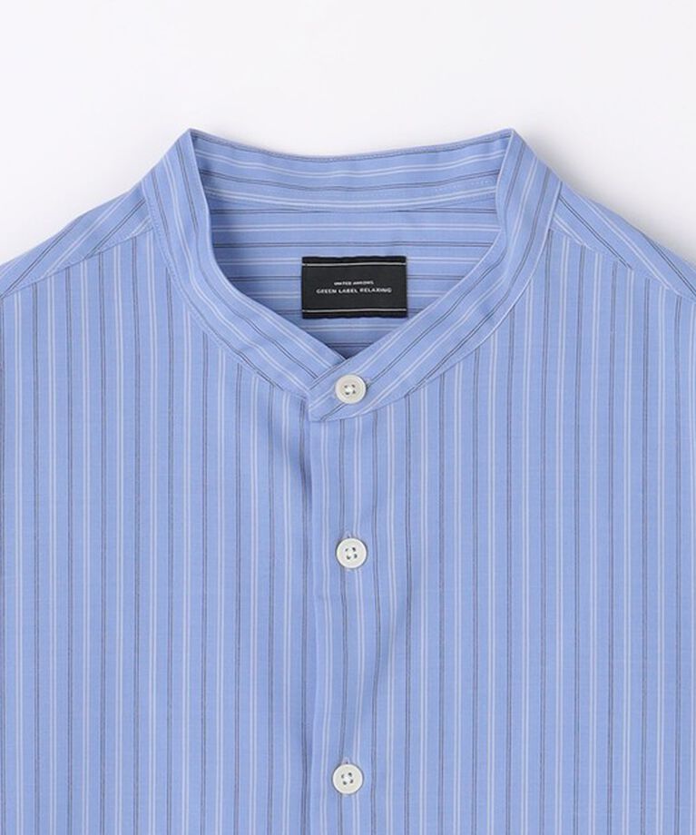 UNITED ARROWS green label relaxing「ウォッシャブルトロ ストライプ ジャストルーズ バンドカラー シャツ -ストレッチ・防シワ-」|シャツ・ブラウス|