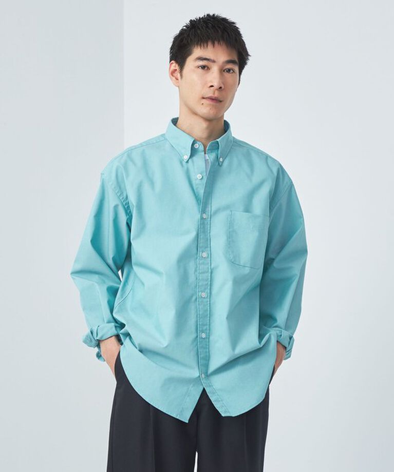 UNITED ARROWS green label relaxing「FINE BASIC オックスストレッチ ビッグ ボタンダウンシャツ -ストレッチ-」|シャツ・ブラウス|LT.BLUE