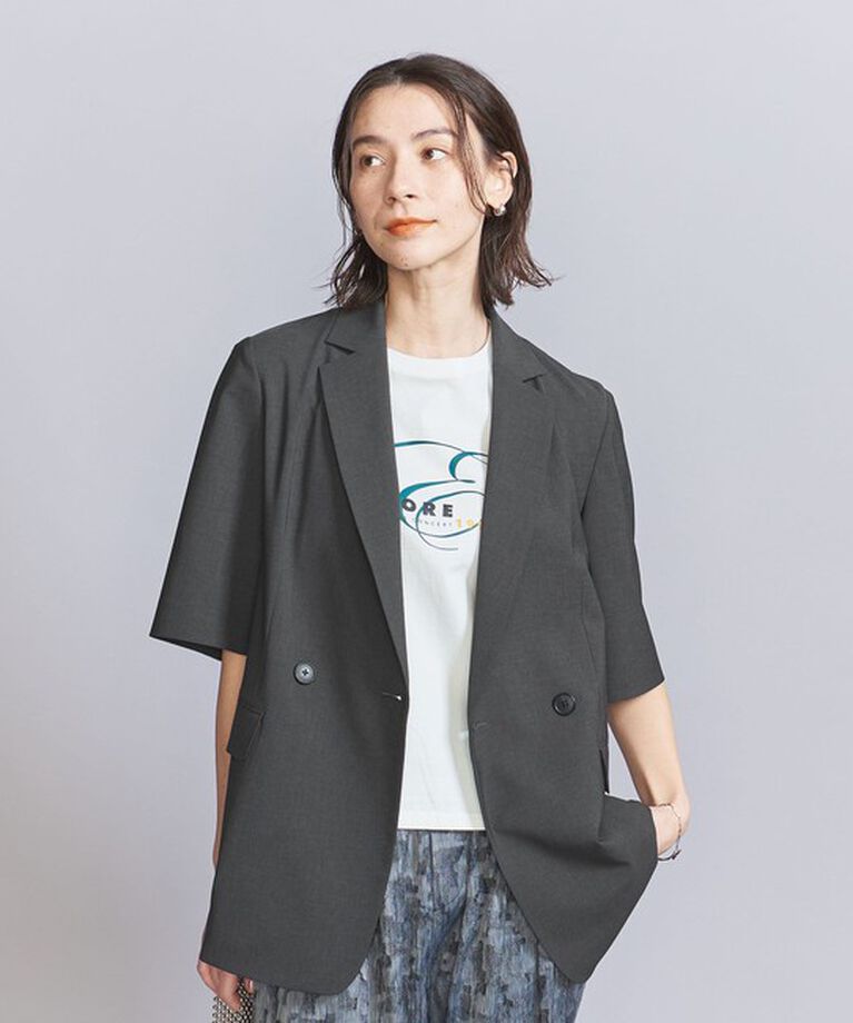 BEAUTY&YOUTH UNITED ARROWS「ハーフスリーブ ジャケット」|テーラードジャケット|DK.GRAY