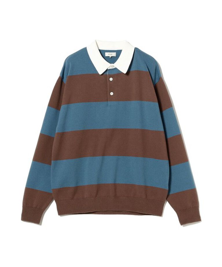 BEAMS「SOLOTEX（R）7G ボーダー ラガー ニットポロシャツ」|ニット・セーター|BROWN