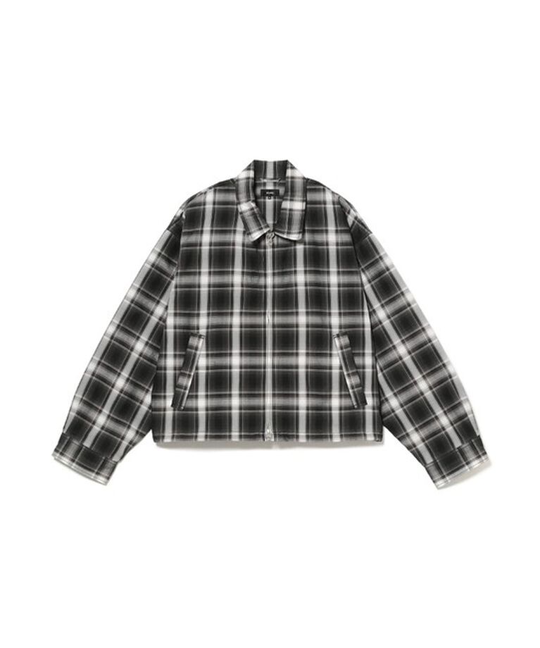 BEAMS「ショート チェック ブルゾン」|ブルゾン・スタジャン|BLACK