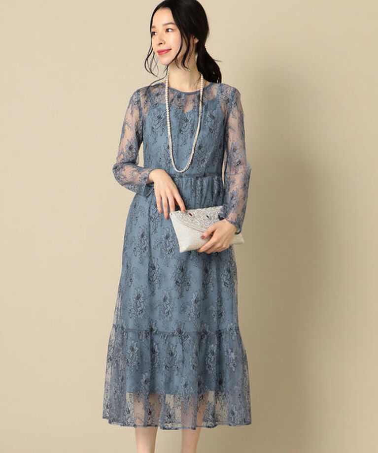 SHIPS for women「little black:レースフレアワンピース（パーティー用）◇」|ワンピース|