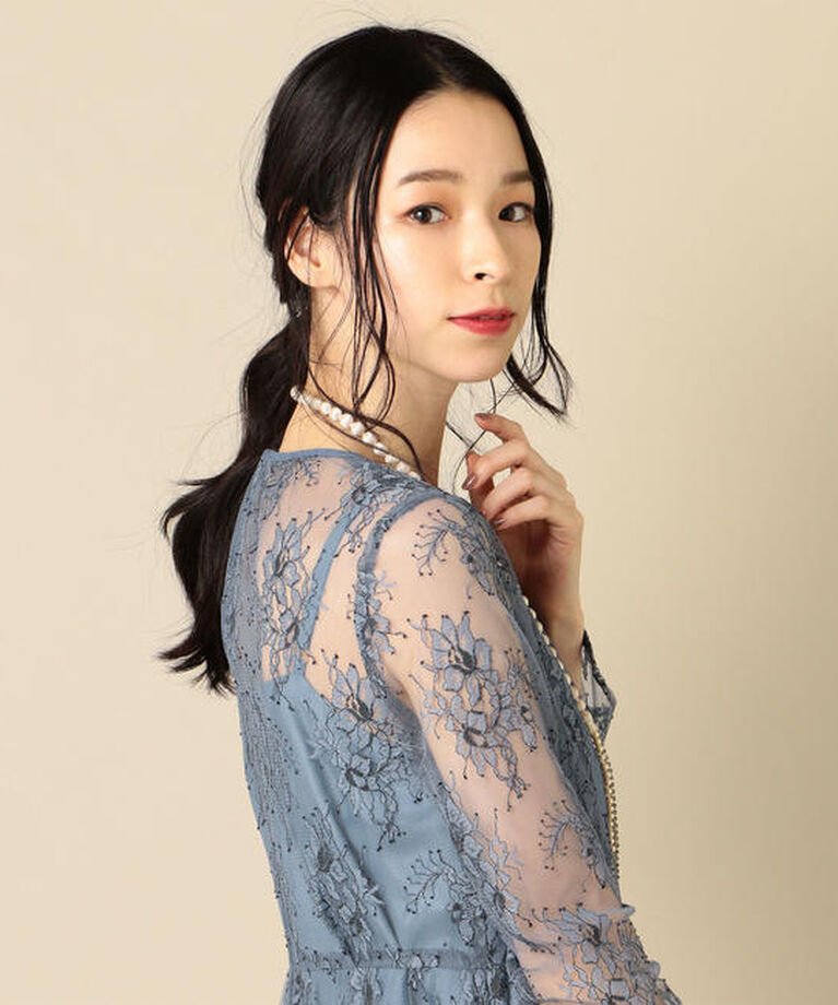 SHIPS for women「little black:レースフレアワンピース（パーティー用）◇」|ワンピース|