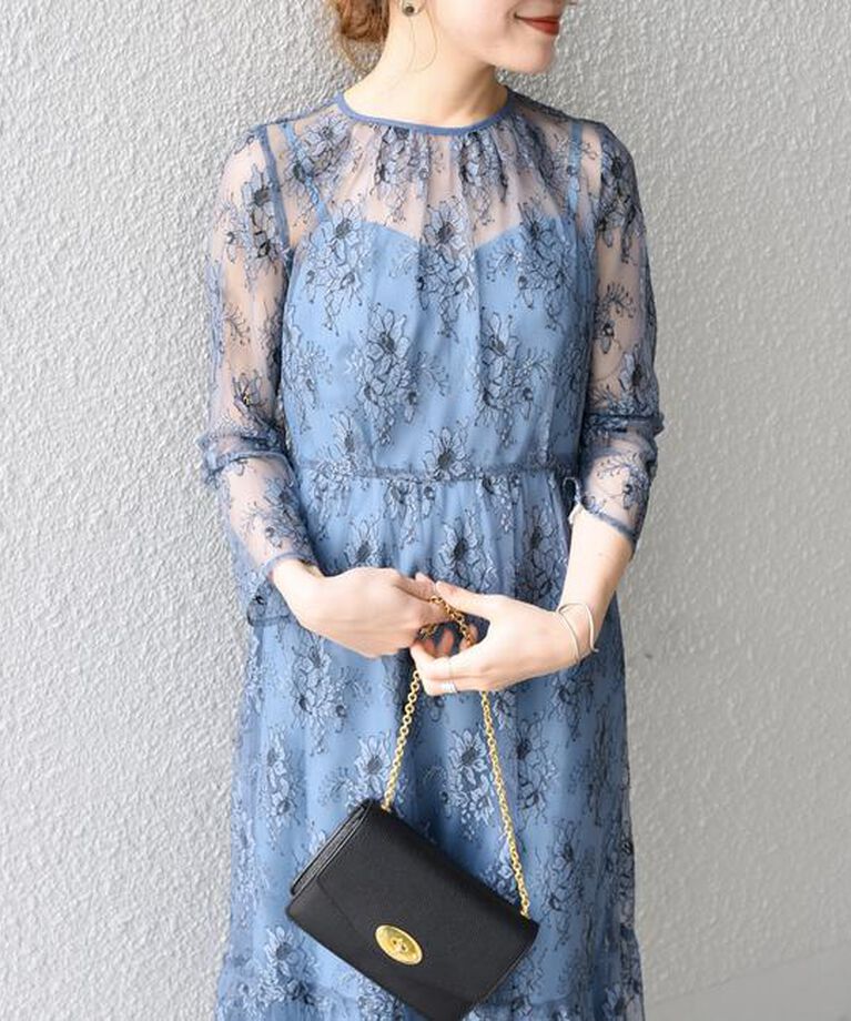 SHIPS for women「little black:レースフレアワンピース（パーティー用）◇」|ワンピース|