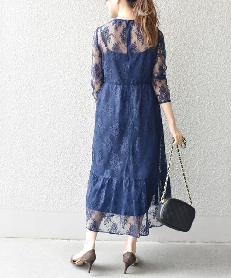SHIPS for women「little black:レースフレアワンピース（パーティー用）◇」|ワンピース|
