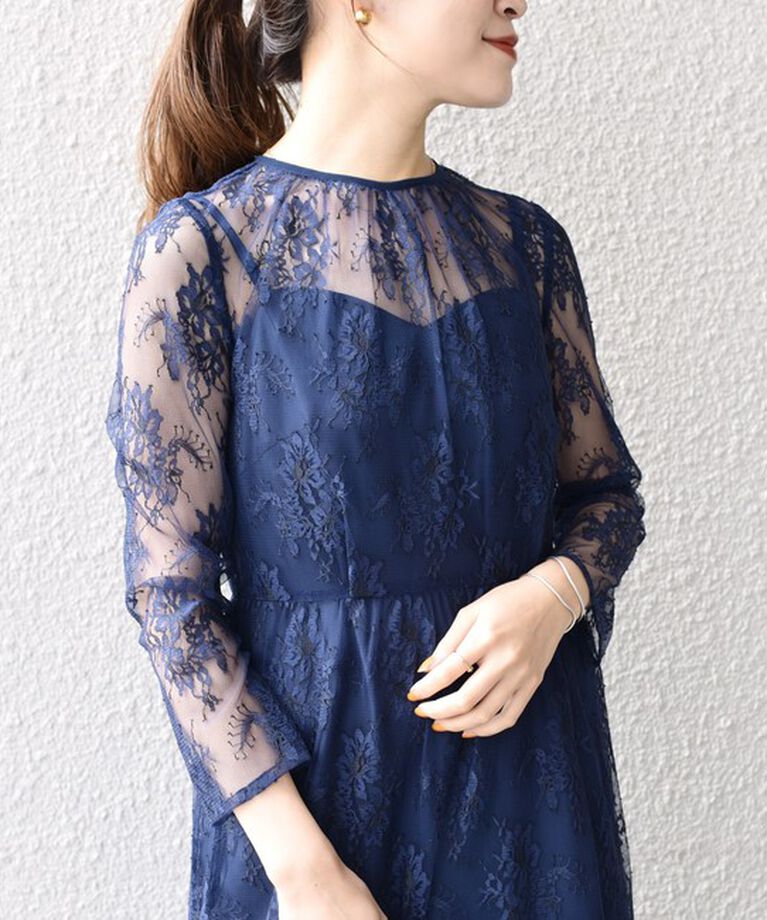SHIPS for women「little black:レースフレアワンピース（パーティー用）◇」|ワンピース|