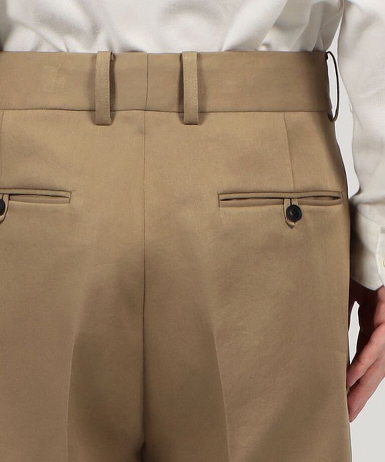TOMORROWLAND MENS「アルデンテサテン 2タックワイドストレートパンツ」|スラックス|