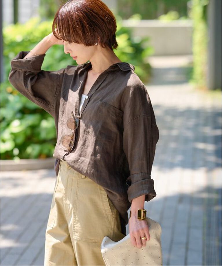 JOURNAL STANDARD relume「手洗い可 / No.66フレンチリネンビッグスキッパー」|シャツ・ブラウス|ブラウン