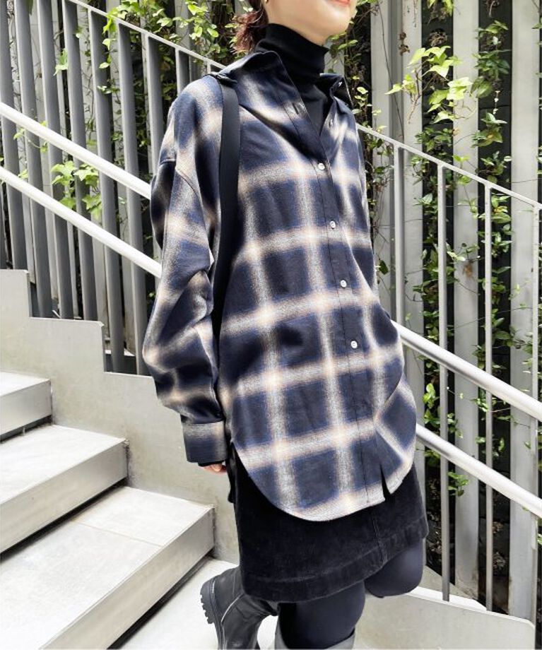 Spick and Span「《追加》オンブレーチェックルーズシャツ」|シャツ・ブラウス|
