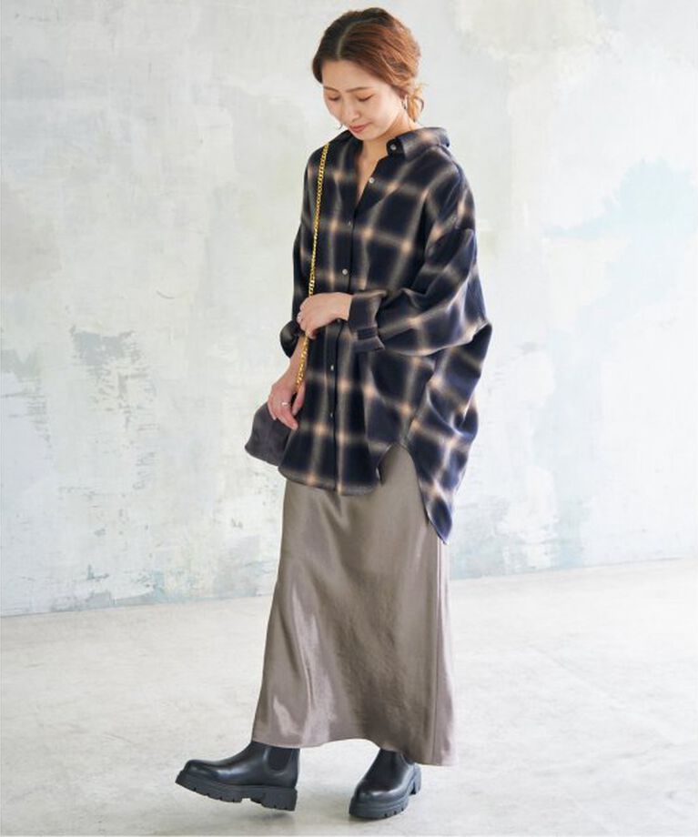 Spick and Span「《追加》オンブレーチェックルーズシャツ」|シャツ・ブラウス|