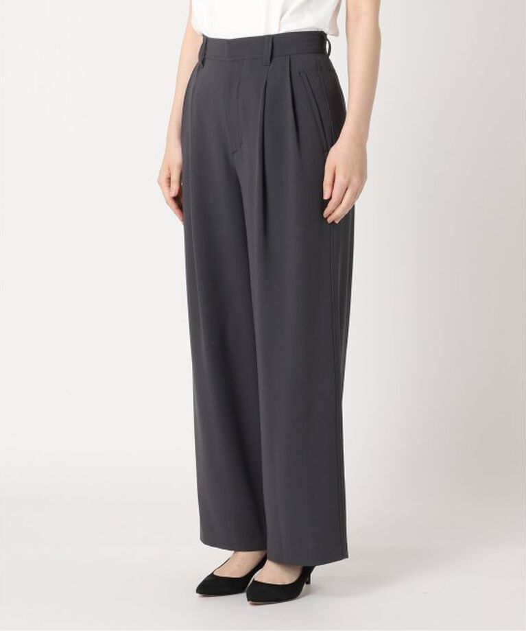 Spick and Span「《追加》シルキードレープ2タックワイドパンツ」|スラックス|