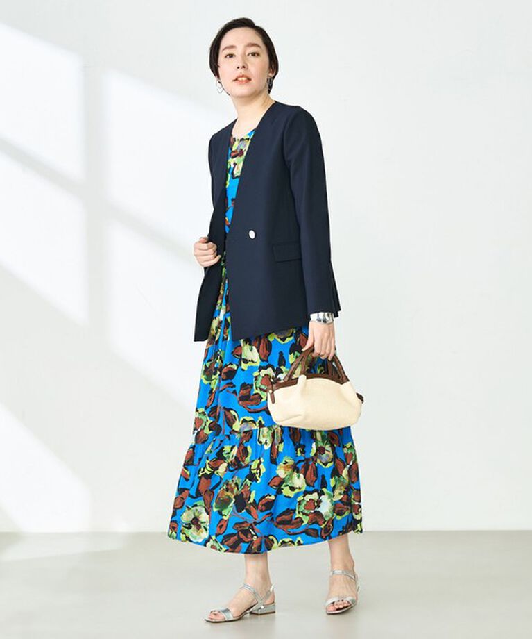 NOLLEY'S「《セットアップ対応》ウォッシャブルドライトロピカルノーカラーダブルジャケット」|ノーカラージャケット|