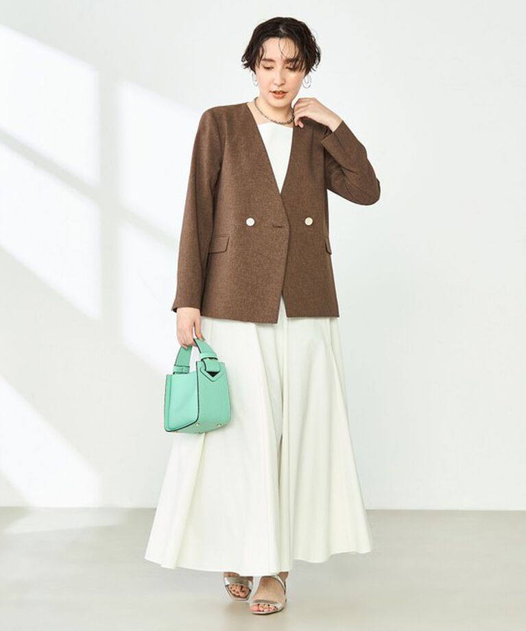NOLLEY'S「《セットアップ対応》ウォッシャブルドライトロピカルノーカラーダブルジャケット」|ノーカラージャケット|