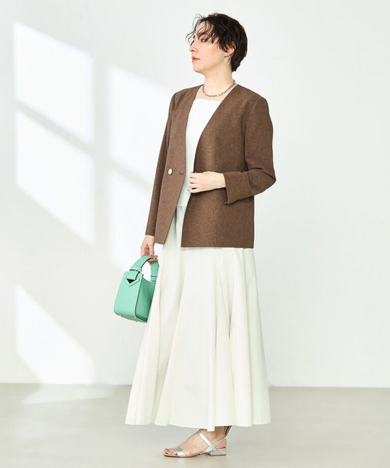NOLLEY'S「《セットアップ対応》ウォッシャブルドライトロピカルノーカラーダブルジャケット」|ノーカラージャケット|
