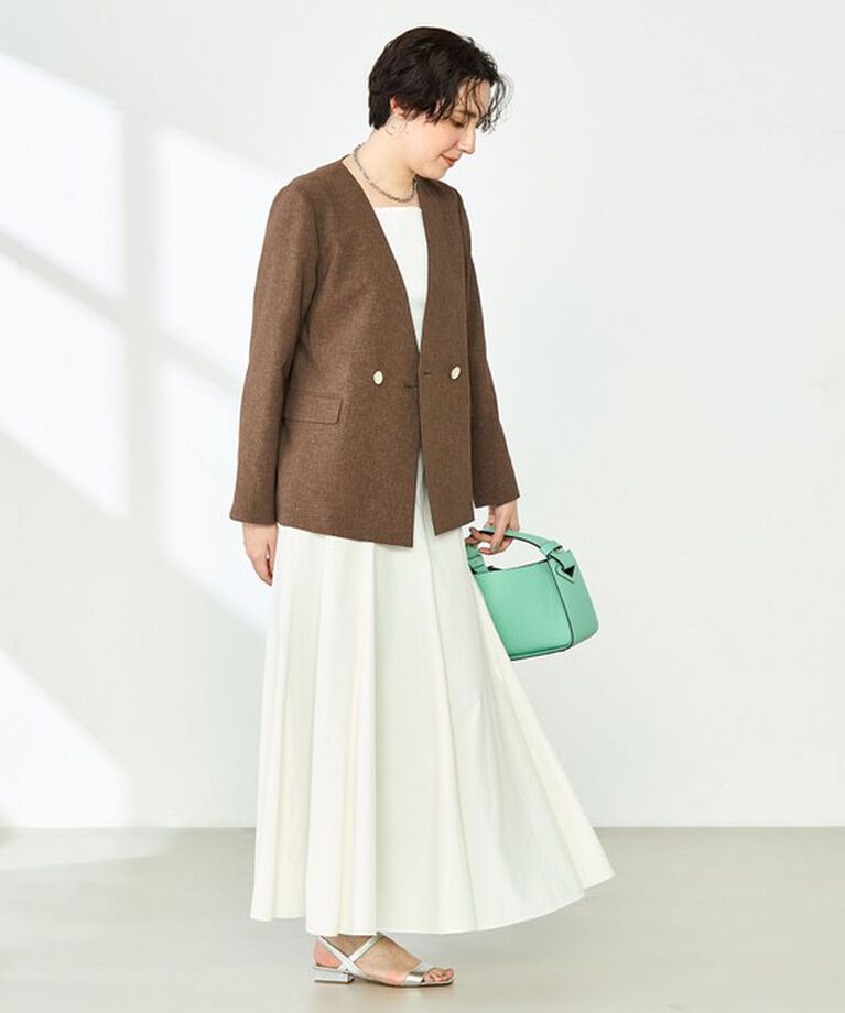 NOLLEY'S「《セットアップ対応》ウォッシャブルドライトロピカルノーカラーダブルジャケット」|ノーカラージャケット|