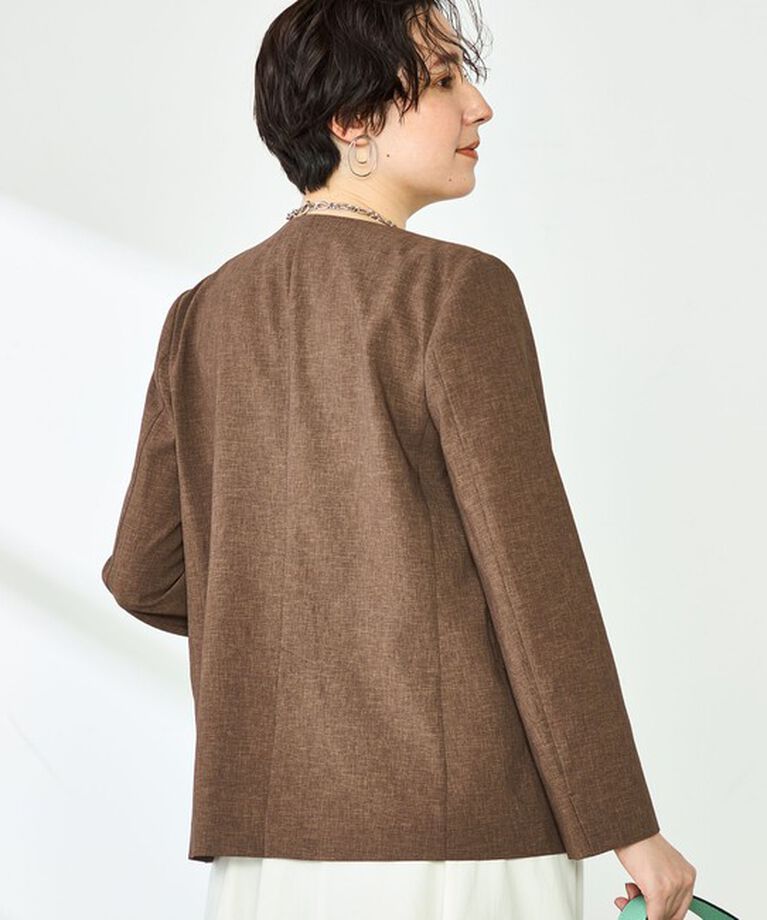 NOLLEY'S「《セットアップ対応》ウォッシャブルドライトロピカルノーカラーダブルジャケット」|ノーカラージャケット|