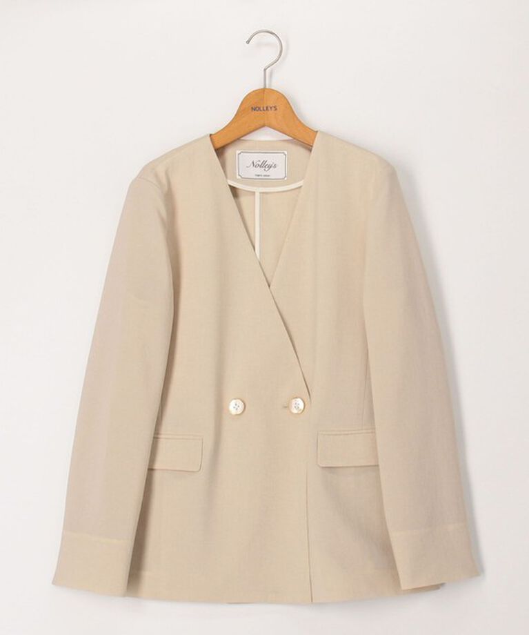 NOLLEY'S「《セットアップ対応》ウォッシャブルドライトロピカルノーカラーダブルジャケット」|ノーカラージャケット|