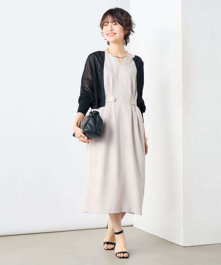 NOLLEY'S sophi「ウォッシャブル麻調タックコクーンワンピース」|ワンピース|ベージュ